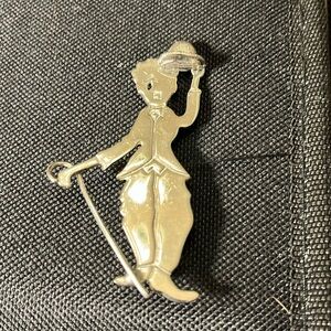 Vintage Charlie Chaplin silver tone pin